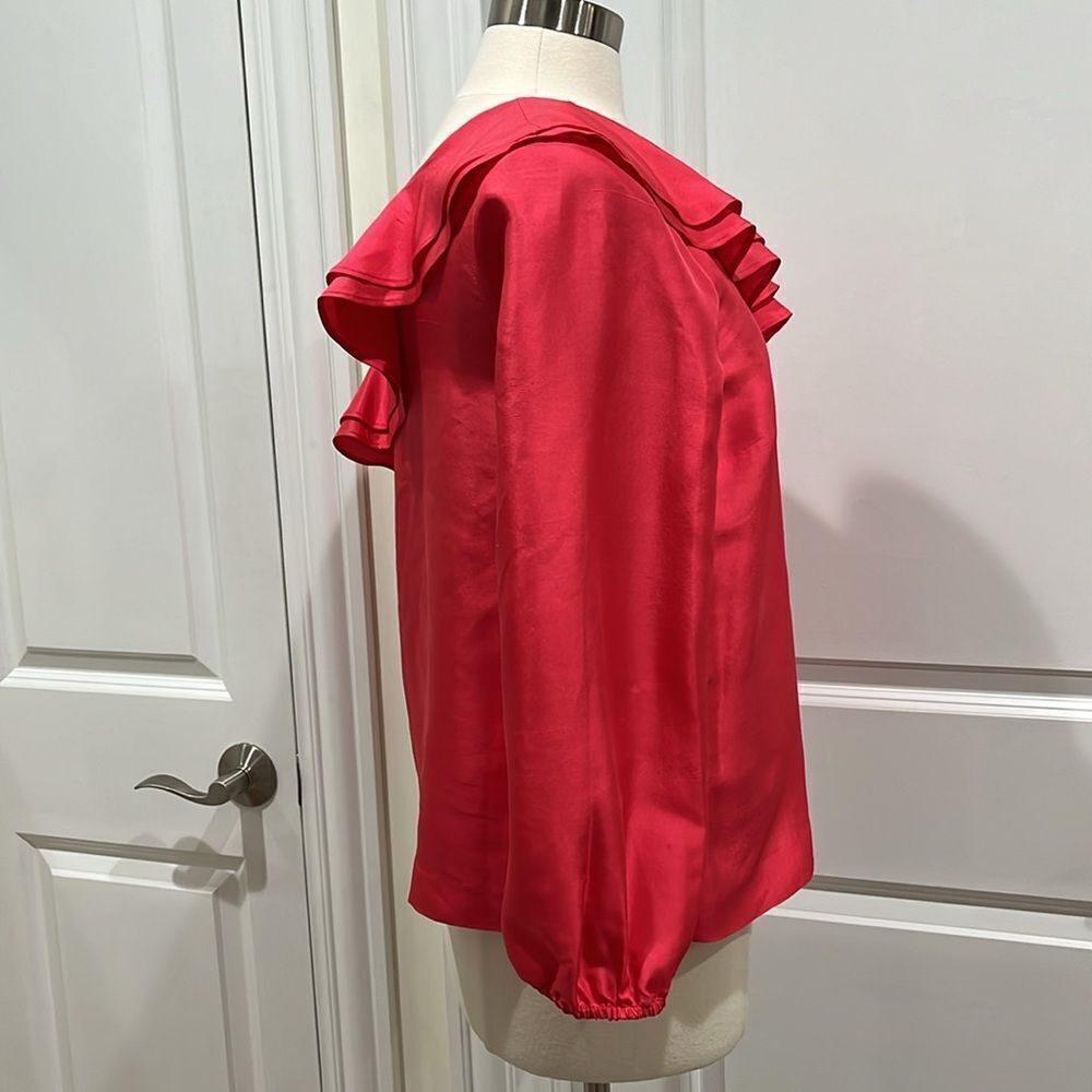 New! J. Crew One Shoulder Silk Shantung Top Pink Size 8 NWT - Picture 4 of 15